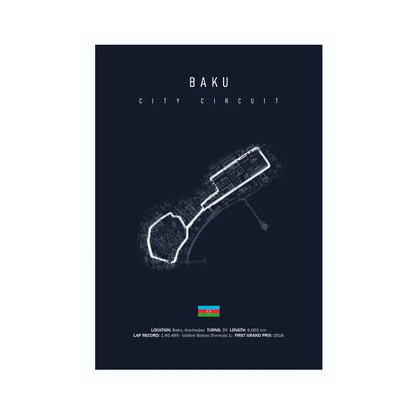 Baku F1 Track Circuit Wall Art Aesthetic Motorsport Race Poster : No frame image 0