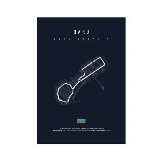 Baku F1 Track Circuit Wall Art Aesthetic Motorsport Race Poster : No frame image 0