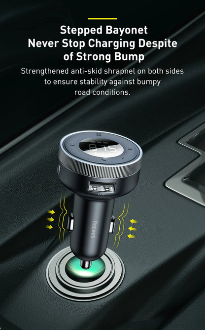 Baseus Bluetooth 5.0 FM Transmitter & Dual USB Car Charger | MP3 & Radio Adapter image 8