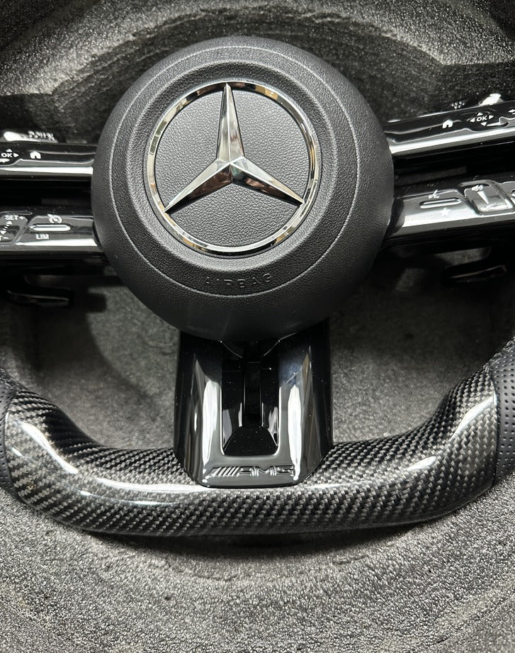 Mercedes-Benz AMG Carbon Fibre & Leather Flat Bottom Steering Wheel image 4