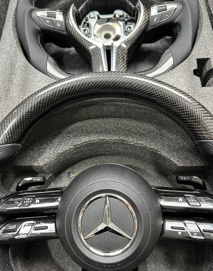 Mercedes-Benz AMG Carbon Fibre & Leather Flat Bottom Steering Wheel image 3
