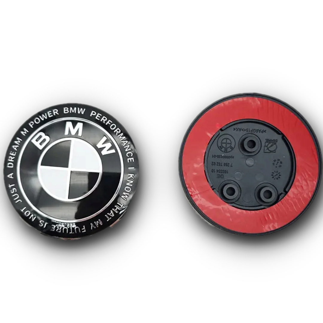 BMW KITH Black & White 3 Hole Bonnet & Boot Badge 2 x 82mm  5176728875 image 0
