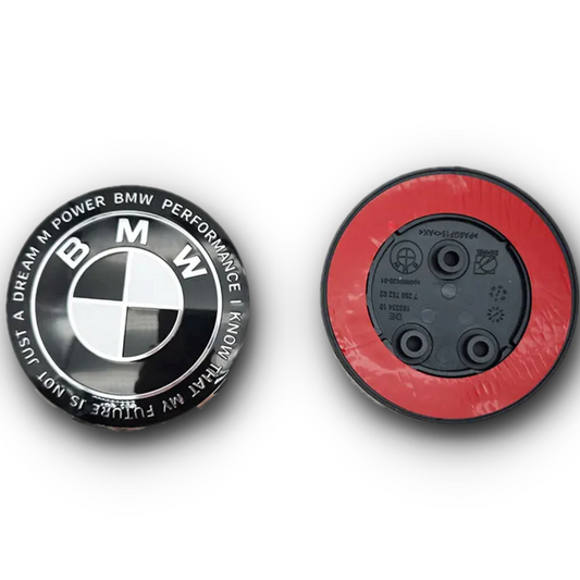 BMW KITH Black & White 3 Hole Bonnet & Boot Badge 2 x 82mm  5176728875 image 0