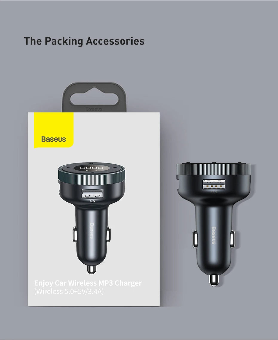 Baseus Bluetooth 5.0 FM Transmitter & Dual USB Car Charger | MP3 & Radio Adapter image 9