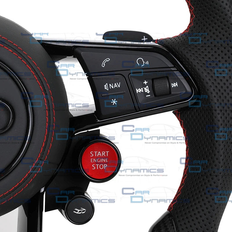 Audi R8 Custom Made Steering Wheels Carbon Fibre , Leather & Alcantara | Flat Bottom Design