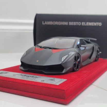 AUTOart 118 Lamborghini Sesto Elemento ( Grey Carbon Fiber Patter ) With Alcantara Base & Plaque  74671