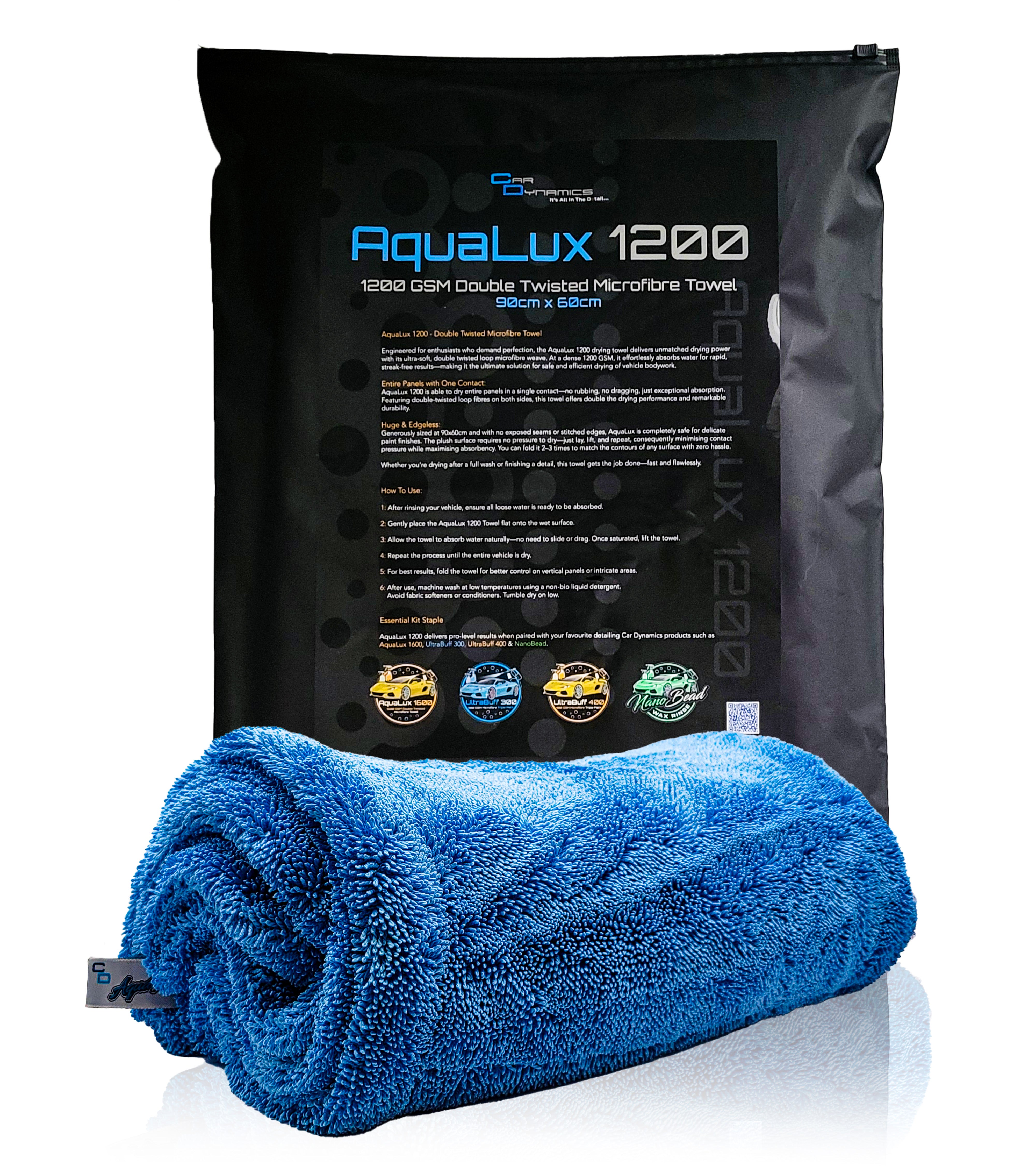 AquaLux 1200 - Double Twisted Microfibre Towel 1200 GSM (90cm x 60cm)