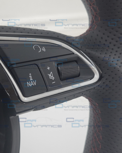 Audi B8.5 Carbon Fibre Custom Steering Wheel Auto Flat Bottom Perforated Leather