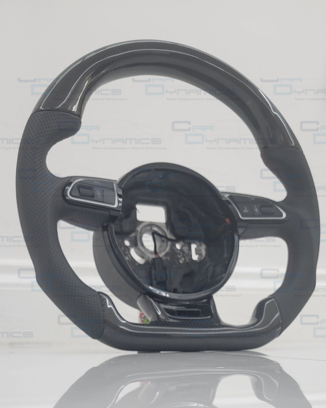 Audi B8.5 Carbon Fibre Custom Steering Wheel Auto Flat Bottom Perforated Leather