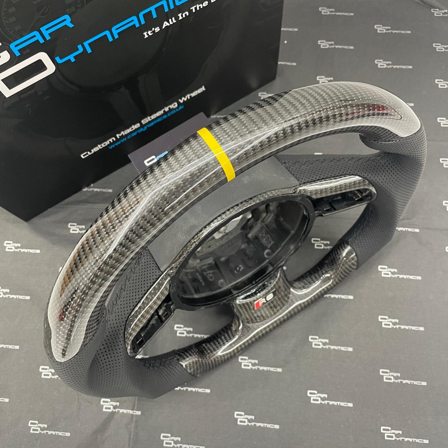 Audi R8 Vegas Yellow Edition Carbon Fibre Flat Bottom Steering Wheel | GEN 1 Audi R8