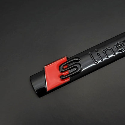 S Line Blacked Out Gloss Metal Emblem | 3M Sticker Backing