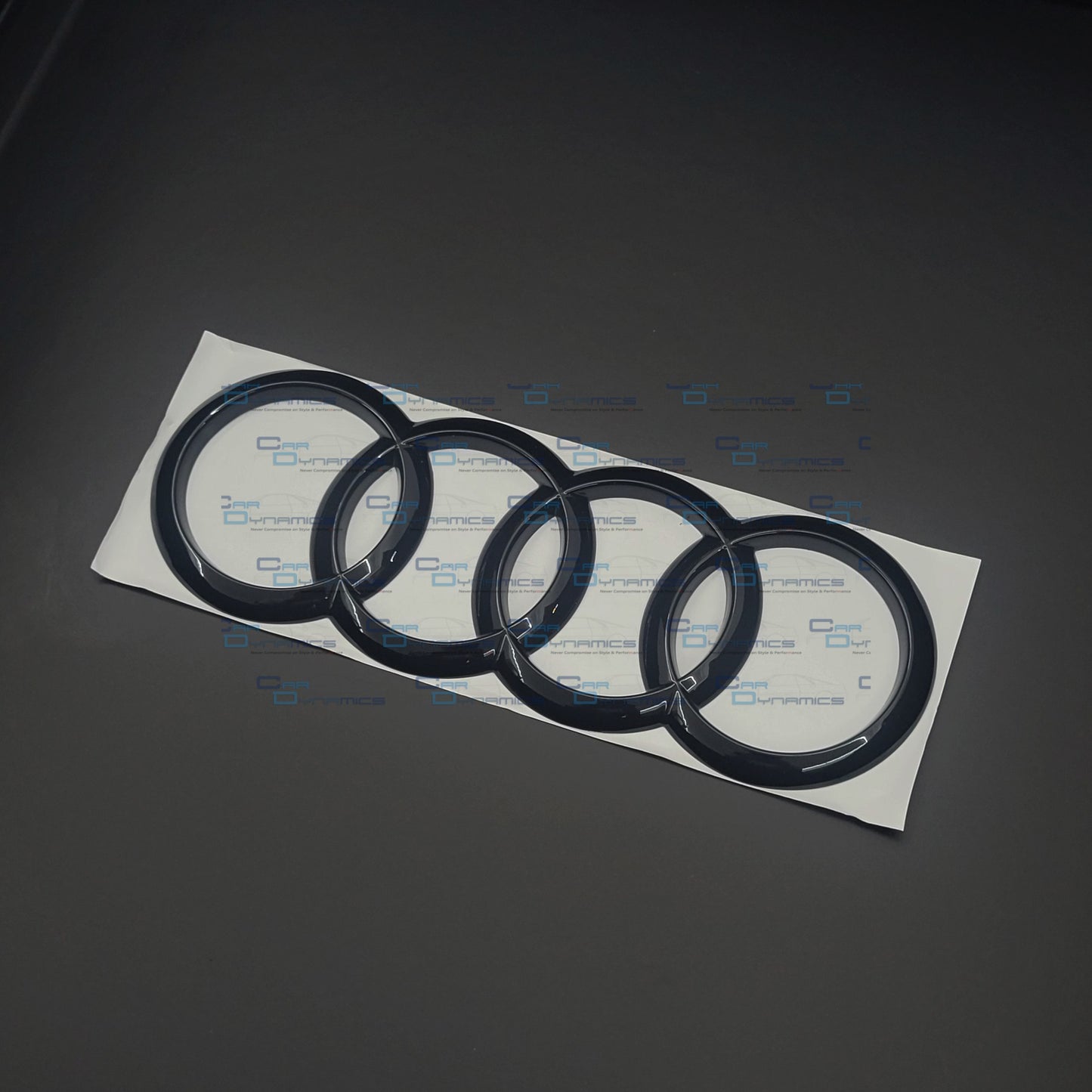 Audi 4 Ring 273 Front & 192mm Rear Bundle Badges | Mythos Gloss Black Edition