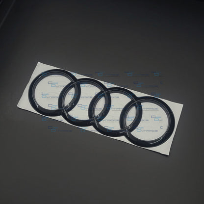 Audi 4 Ring 273 Front & 192mm Rear Bundle Badges | Mythos Gloss Black Edition