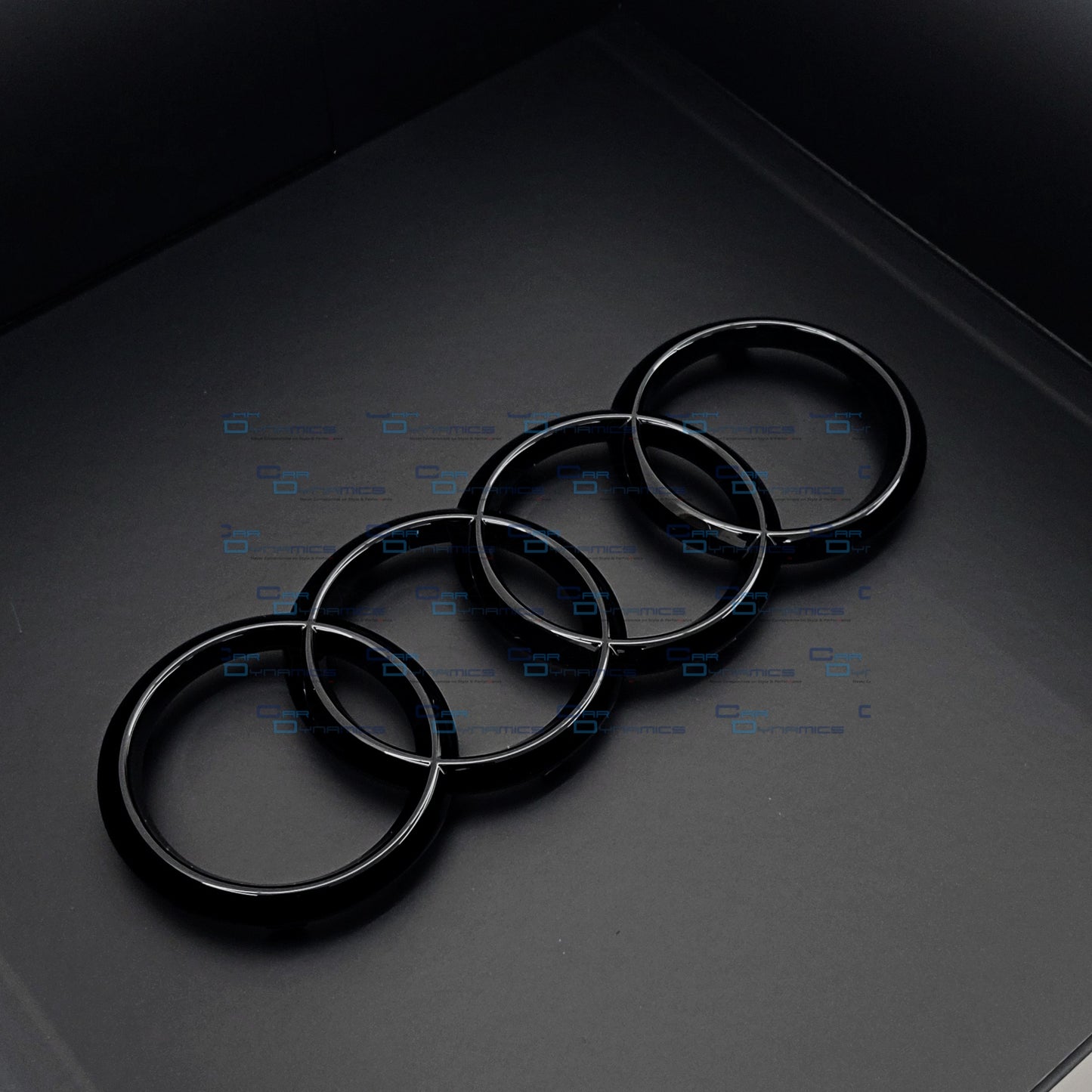 Audi 4 Ring 273 Front & 192mm Rear Bundle Badges | Mythos Gloss Black Edition