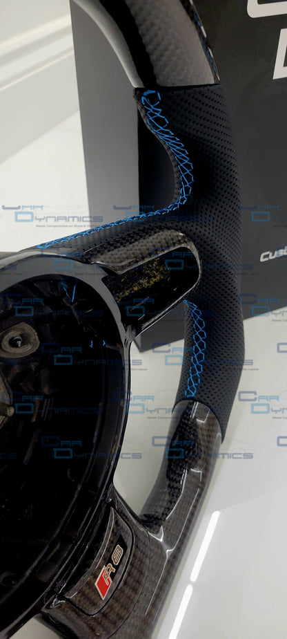 Audi R8 Sepang Blue Edition Carbon Fibre Flat Bottom Steering Wheel | GEN 1 Audi R8