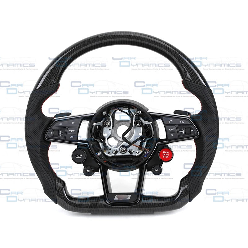Audi R8 Custom Made Steering Wheels Carbon Fibre , Leather & Alcantara | Flat Bottom Design