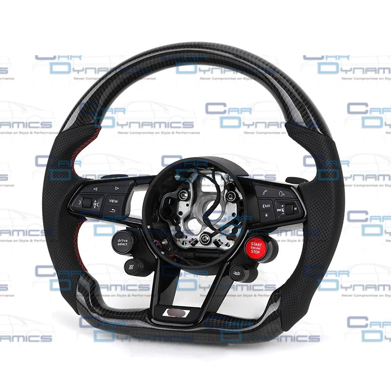 Audi R8 Custom Made Steering Wheels Carbon Fibre , Leather & Alcantara | Flat Bottom Design
