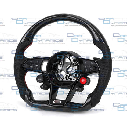 Audi R8 Custom Made Steering Wheels Carbon Fibre , Leather & Alcantara | Flat Bottom Design