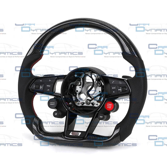 Audi R8 Custom Made Steering Wheels Carbon Fibre , Leather & Alcantara | Flat Bottom Design