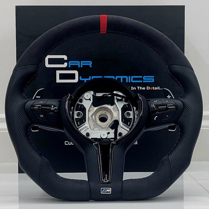 BMW Alcantara & Leather Steering Wheel | Red M-Performance Flat Bottom Two Tone Edition | F-Series