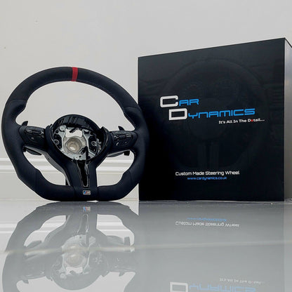 BMW Alcantara & Leather Steering Wheel | Red M-Performance Flat Bottom Two Tone Edition | F-Series