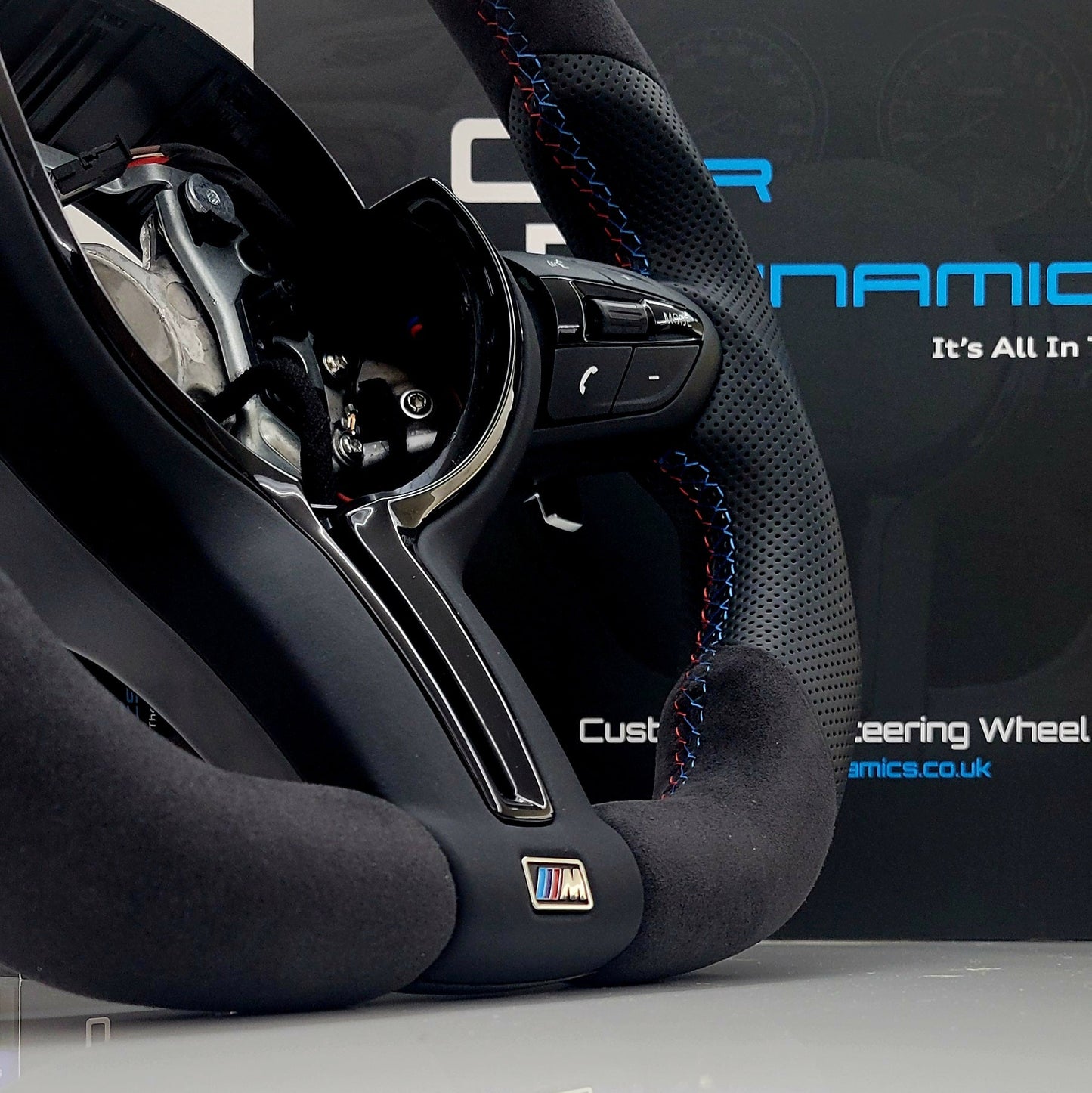 BMW Alcantara & Leather Steering Wheel | Red M-Performance Flat Bottom Two Tone Edition | F-Series