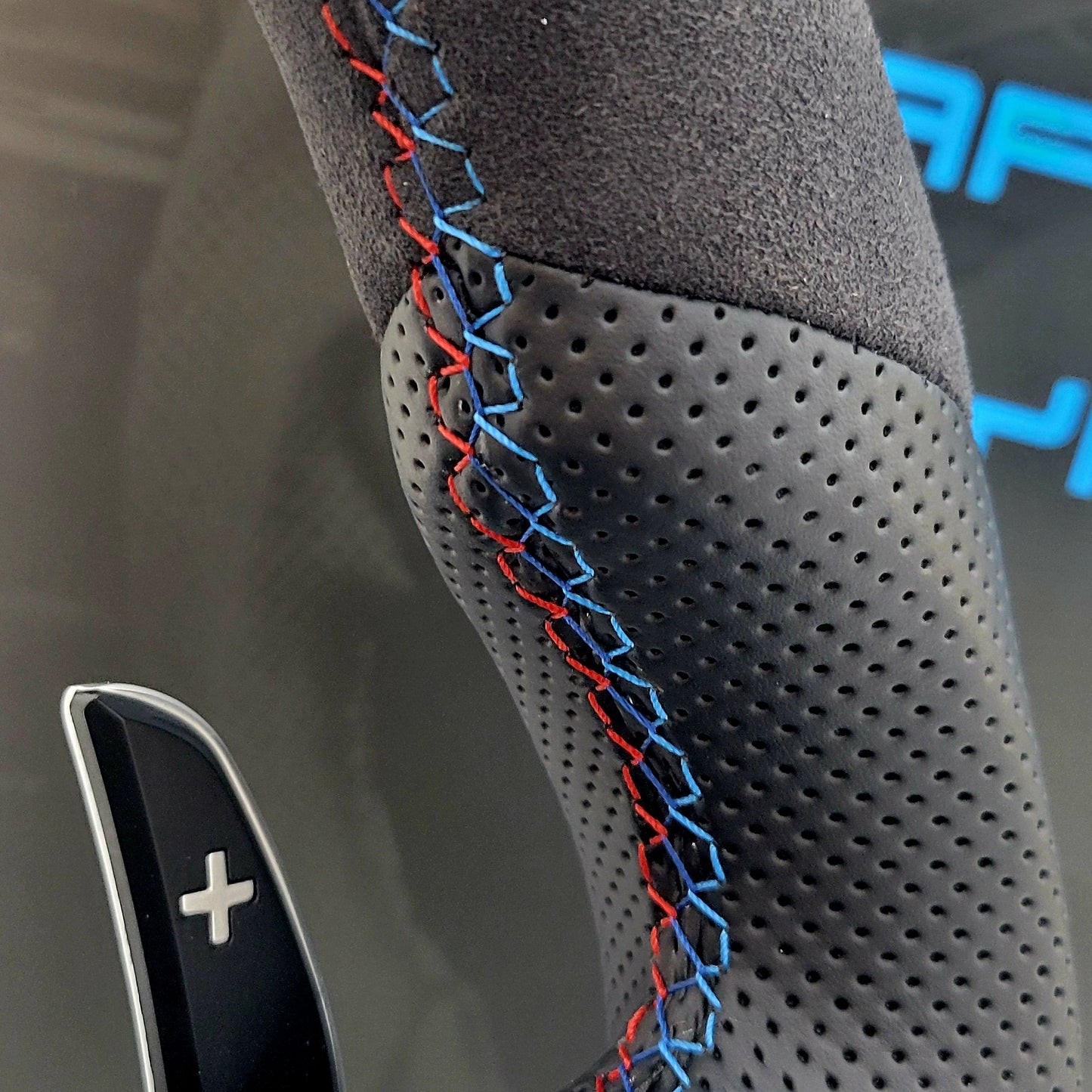 BMW Alcantara & Leather Steering Wheel | Red M-Performance Flat Bottom Two Tone Edition | F-Series