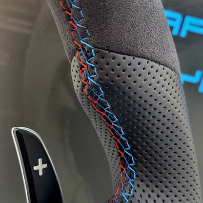 BMW Alcantara & Leather Steering Wheel | Red M-Performance Flat Bottom Two Tone Edition | F-Series