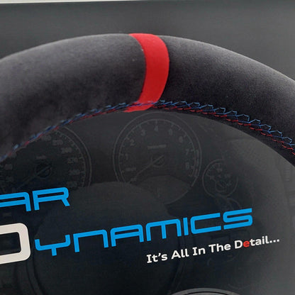 BMW Alcantara & Leather Steering Wheel | Red M-Performance Flat Bottom Two Tone Edition | F-Series
