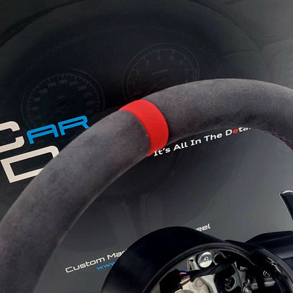 BMW Alcantara & Leather Steering Wheel | Red M-Performance Flat Bottom Two Tone Edition | F-Series