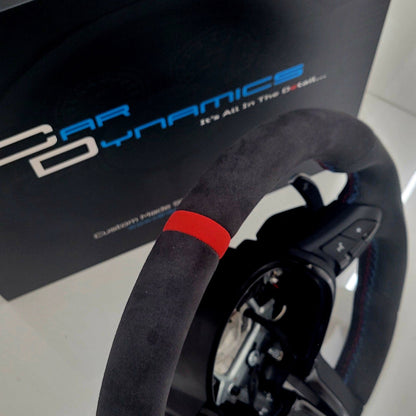 BMW Alcantara & Leather Steering Wheel | Red M-Performance Flat Bottom Two Tone Edition | F-Series