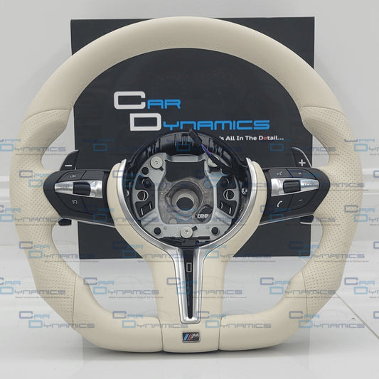 BMW Cream Leather Steering Wheel Flat Bottom | Ivory White Edition | F-Series