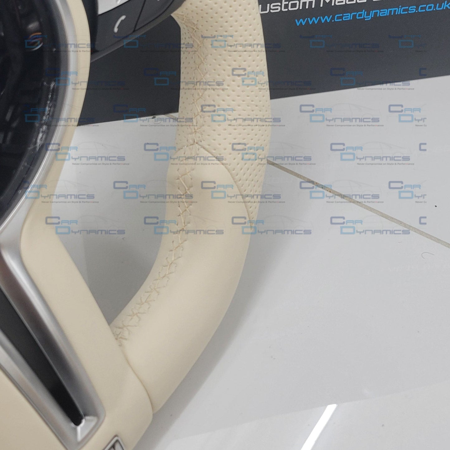 BMW Cream Leather Steering Wheel Flat Bottom | Ivory White Edition | F-Series