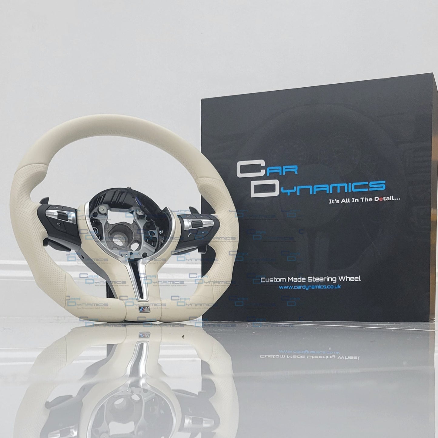 BMW Cream Leather Steering Wheel Flat Bottom | Ivory White Edition | F-Series