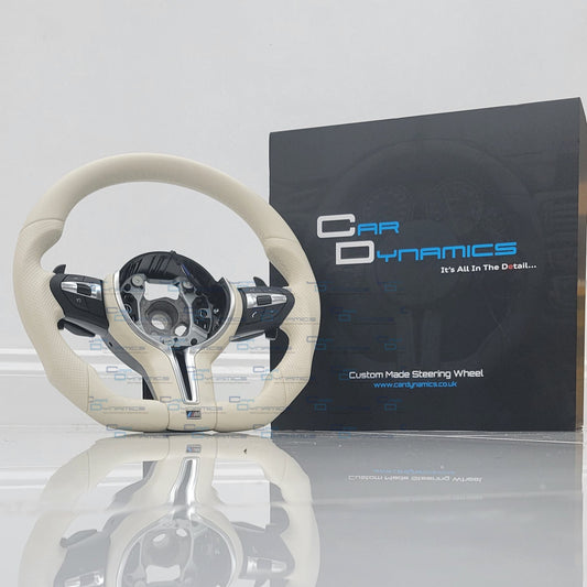 BMW Cream Leather Steering Wheel Flat Bottom | Ivory White Edition | F-Series