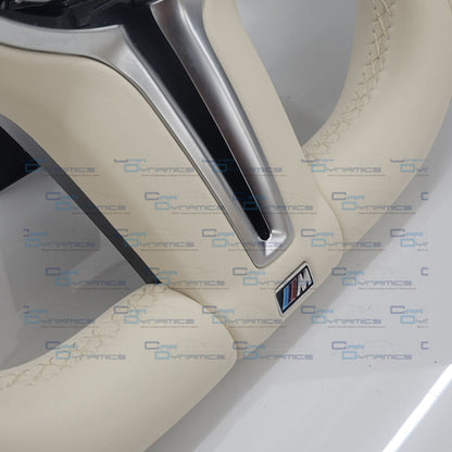 BMW Cream Leather Steering Wheel Flat Bottom | Ivory White Edition | F-Series