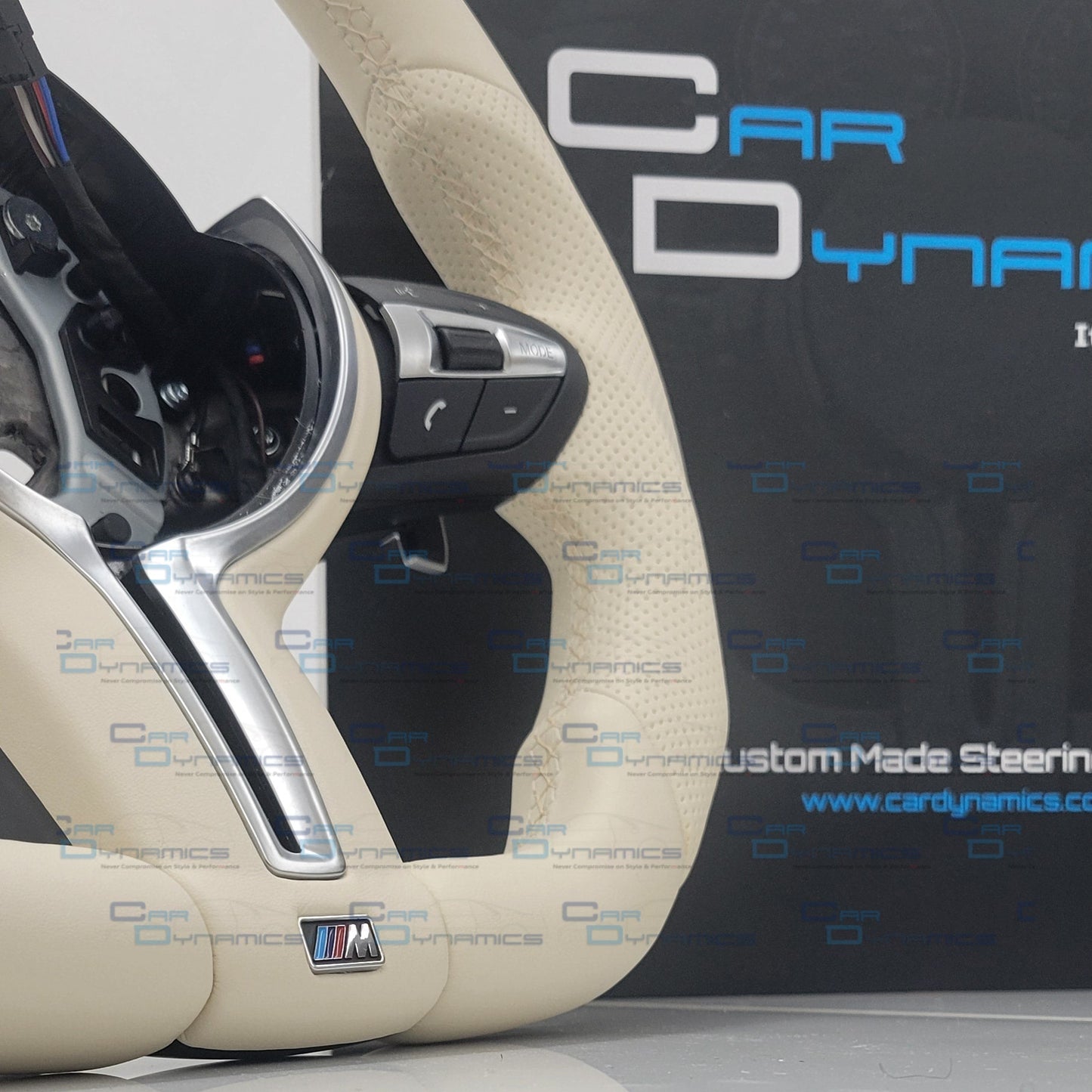 BMW Cream Leather Steering Wheel Flat Bottom | Ivory White Edition | F-Series