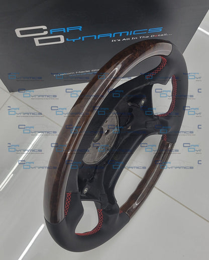 BMW Custom Flat Bottom E38, E39 Steering Wheel | Mahogany Wooden Edition