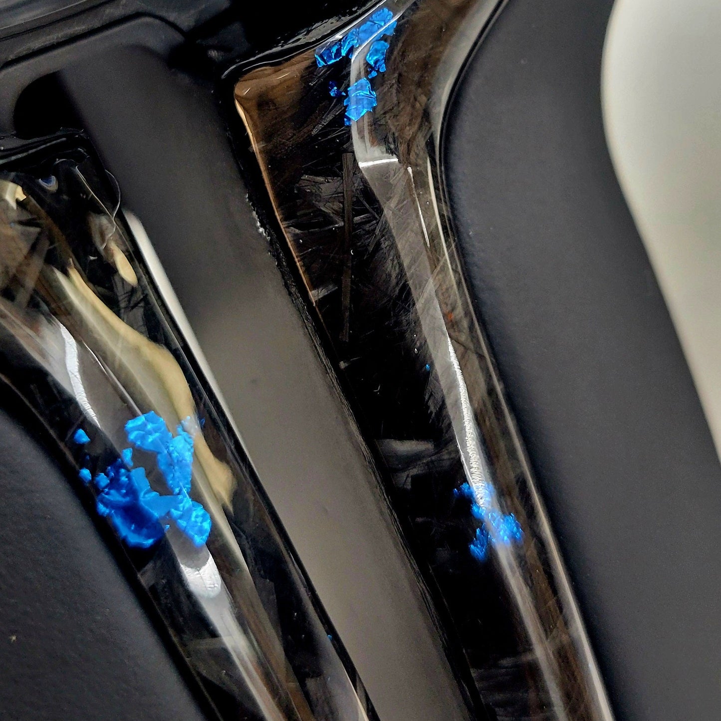 BMW Custom Leather Steering Wheel Flat Bottom | Estoril Blue Forged Carbon Fibre Edition | F-Series