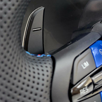 BMW Custom Leather Steering Wheel Flat Bottom | Estoril Blue Forged Carbon Fibre Edition | F-Series