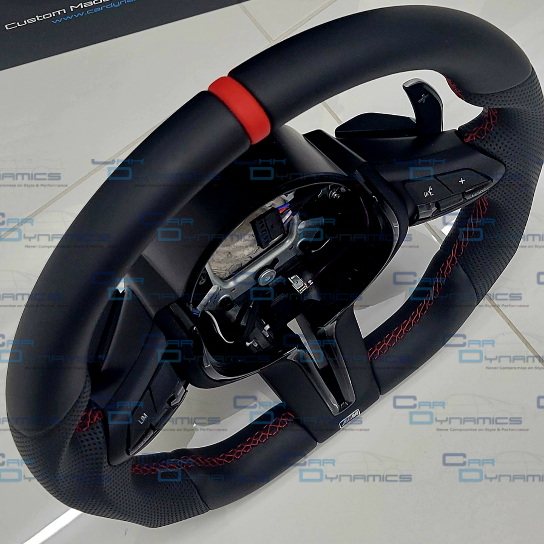 BMW Custom Leather Steering Wheel Flat Bottom M-Tech Redline Klassik Edition M Sport