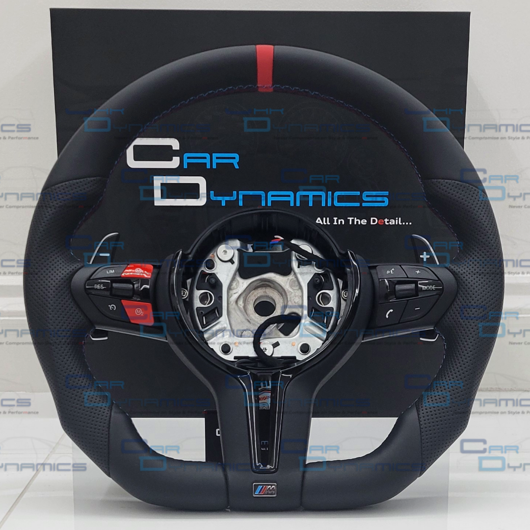 BMW Custom Leather Steering Wheel Flat Bottom | Imola Red M Edition | F-Series