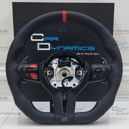 BMW Custom Leather Steering Wheel Flat Bottom | Imola Red M Edition | F-Series