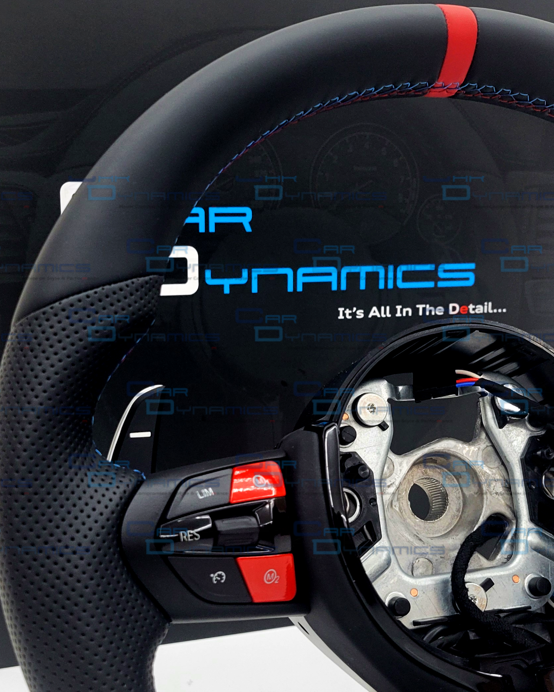 BMW Custom Leather Steering Wheel Flat Bottom | Imola Red M Edition | F-Series