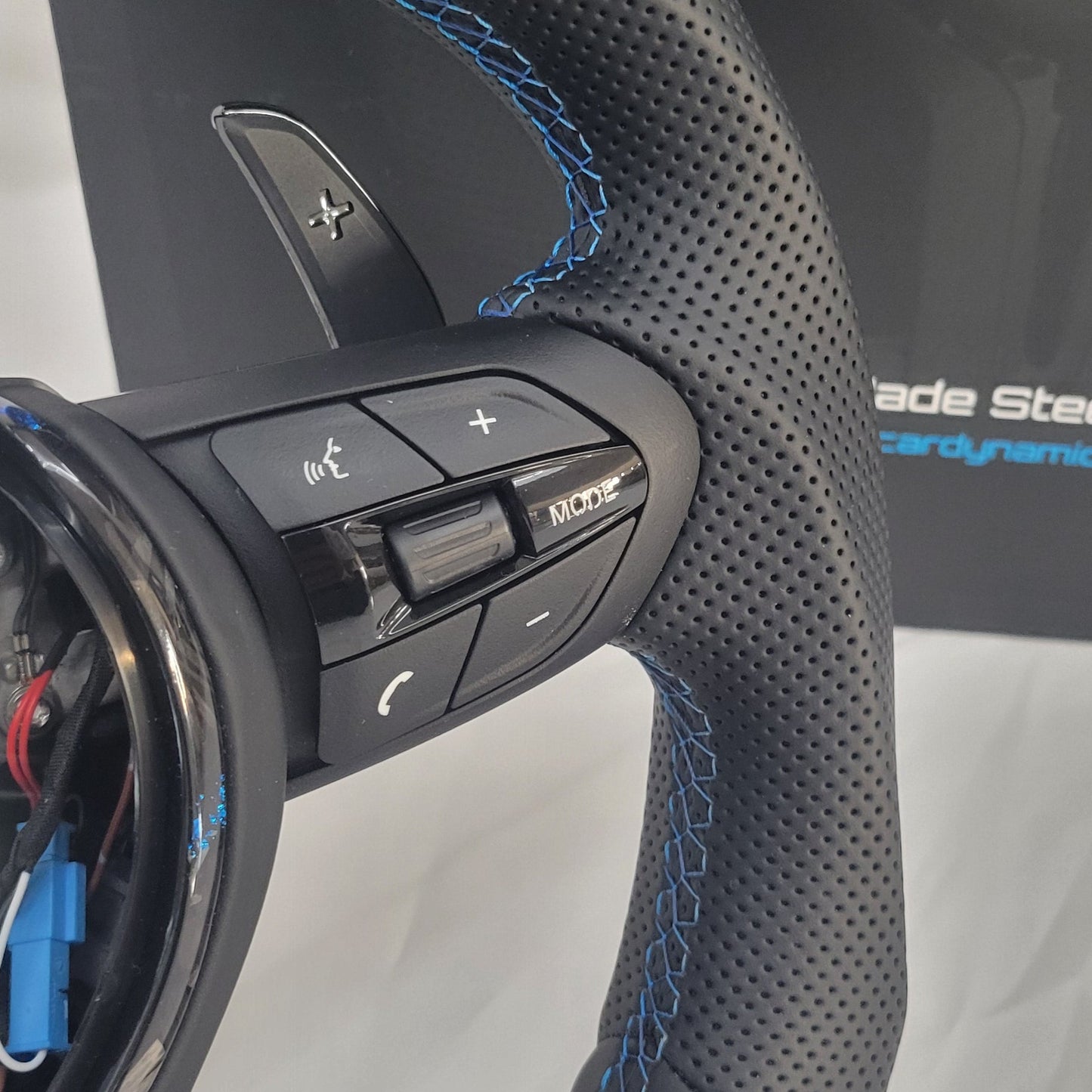 BMW F-Series Leather & Forged Carbon Steering Wheel | Estoril Triple Blue Edition