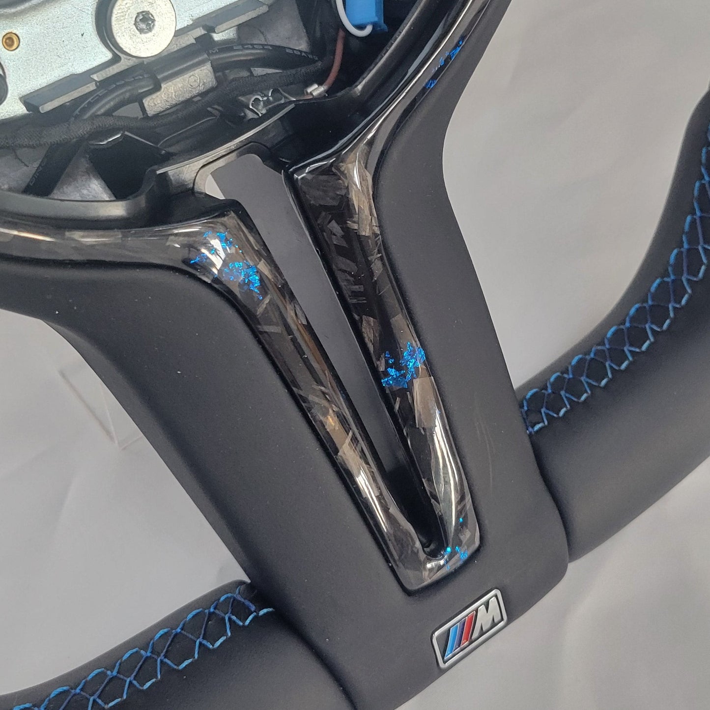 BMW F-Series Leather & Forged Carbon Steering Wheel | Estoril Triple Blue Edition