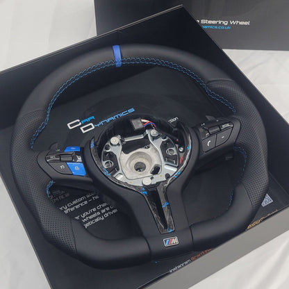 BMW F-Series Leather & Forged Carbon Steering Wheel | Estoril Triple Blue Edition