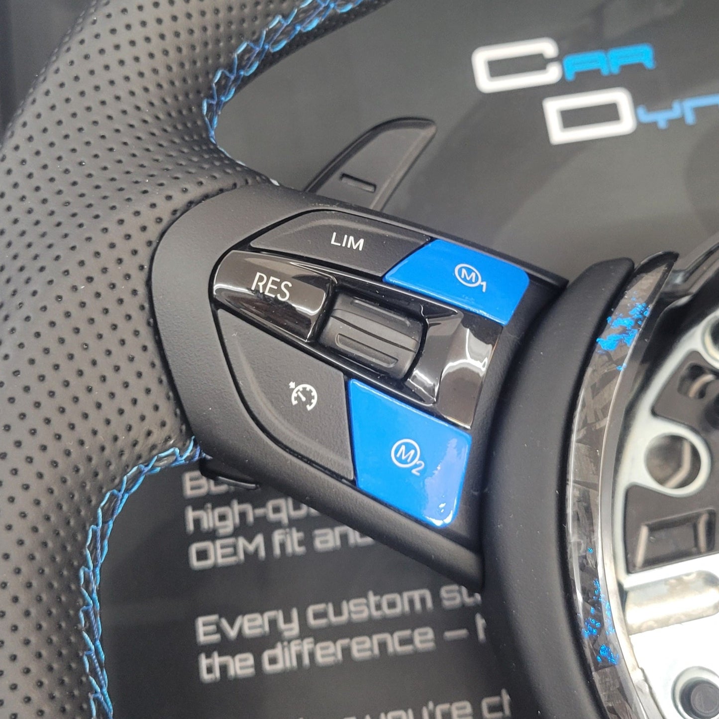BMW F-Series Leather & Forged Carbon Steering Wheel | Estoril Triple Blue Edition