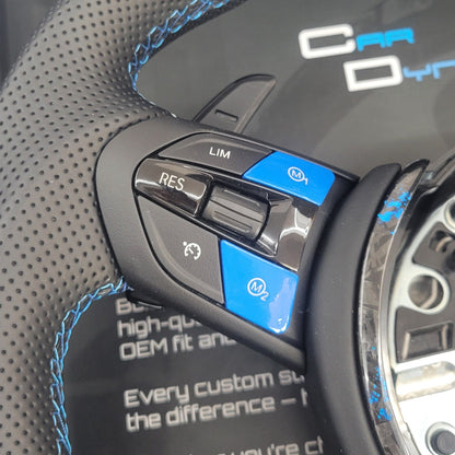 BMW F-Series Leather & Forged Carbon Steering Wheel | Estoril Triple Blue Edition