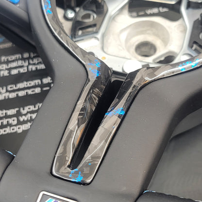 BMW F-Series Leather & Forged Carbon Steering Wheel | Estoril Triple Blue Edition